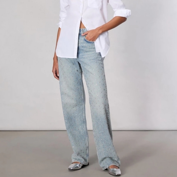 rag & bone Denim - Rag & Bone The Shea High Rise Relaxed Pearl Embellished Jeans New Size 27